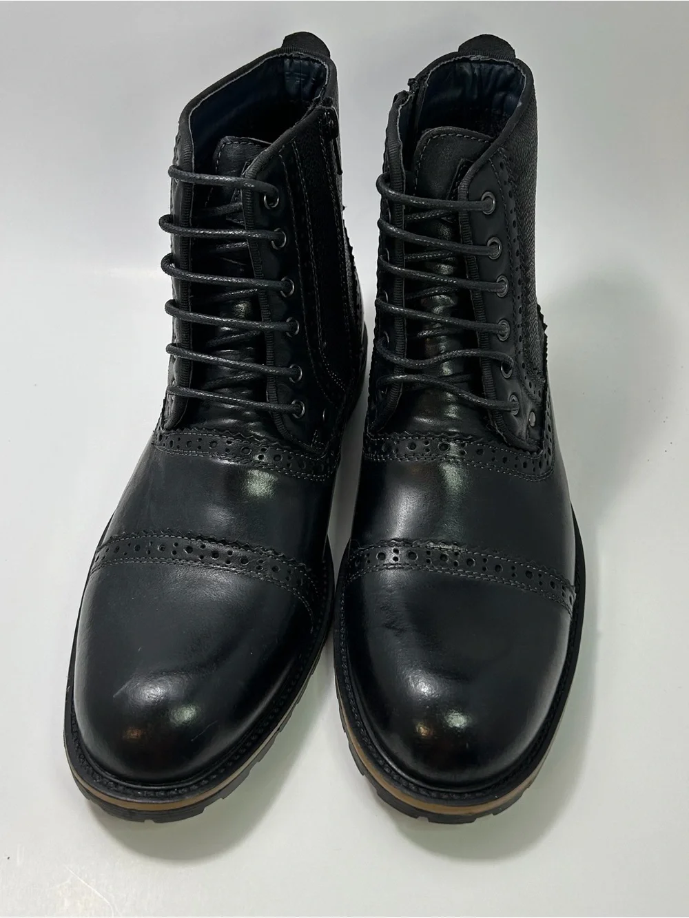 Steve Madden Men's Boots Sz 10 Lace Up Combat Style Blue Settler Dress Side Zip